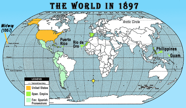 Map of Spanish Empire in 1897