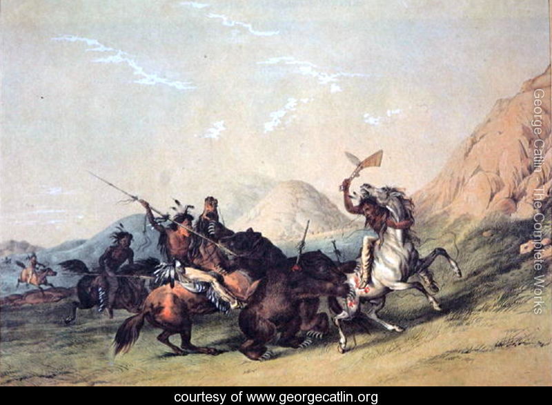 Native Americans killing a bear - George Catlin - www.georgecatlin.org