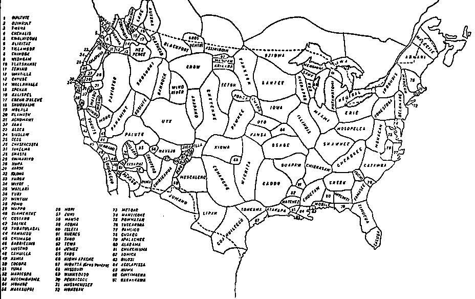 Map of Indian Tribes of the US