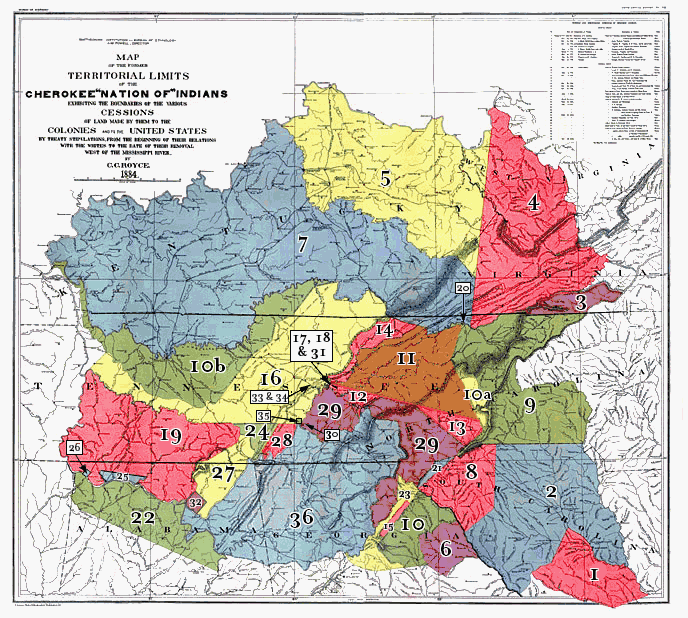 Charles Royce's 1884 Cherokee Cessions Map