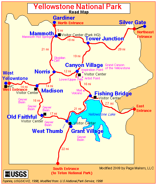 Yellowstone National Park Road Map